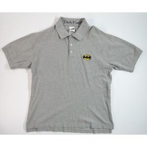 Vintage Y2K Batman Dark Knight Batman Logo Polo Shirt Warner Bros Gray‎ Mens M